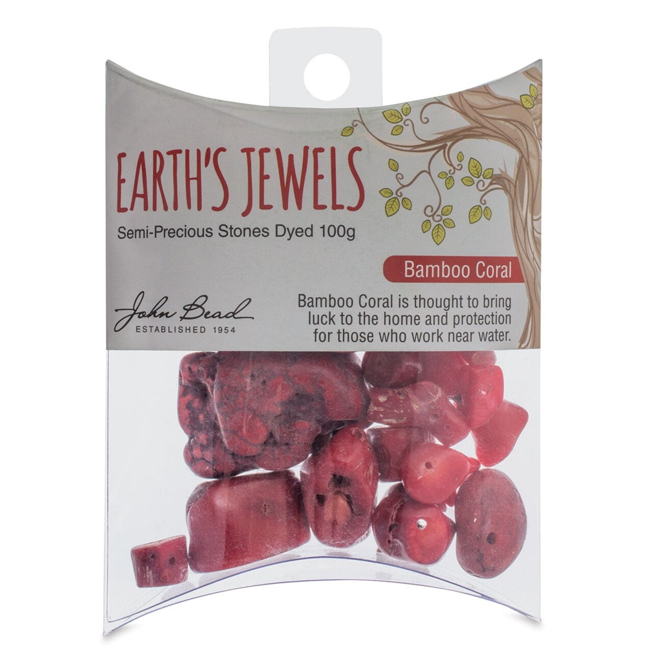 Earth's Jewels Red Bamboo Coral Dyed Natural Stone Bead Assortment